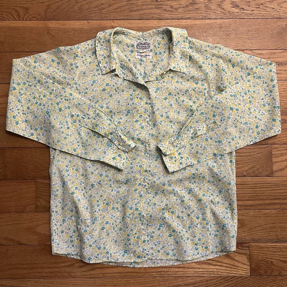 Vintage 60s 70s The Villager Floral Peasant Blouse Button Up Shirt Small